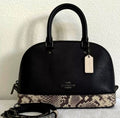 NWT Black Coach Mini Sierra Satchel  with Snake-print Trim
