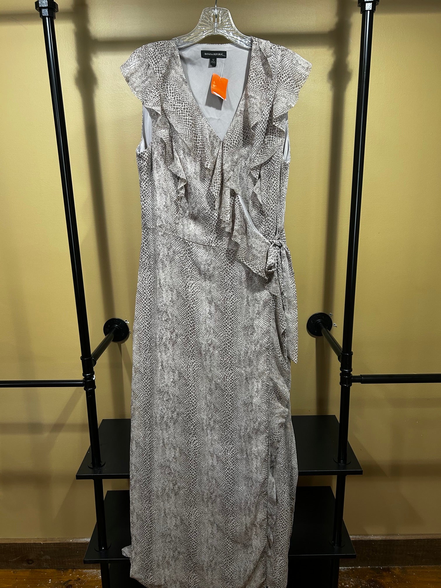 Snake-Print Banana Republic NWOT Ruffle-Wrap Maxi Dress, 12