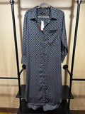 Navy Blue Geometric Print Banana Republic NWT Long-Sleeve Shirt Dress, L