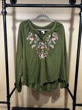 Green Wonderly  Embroidered Top, XL