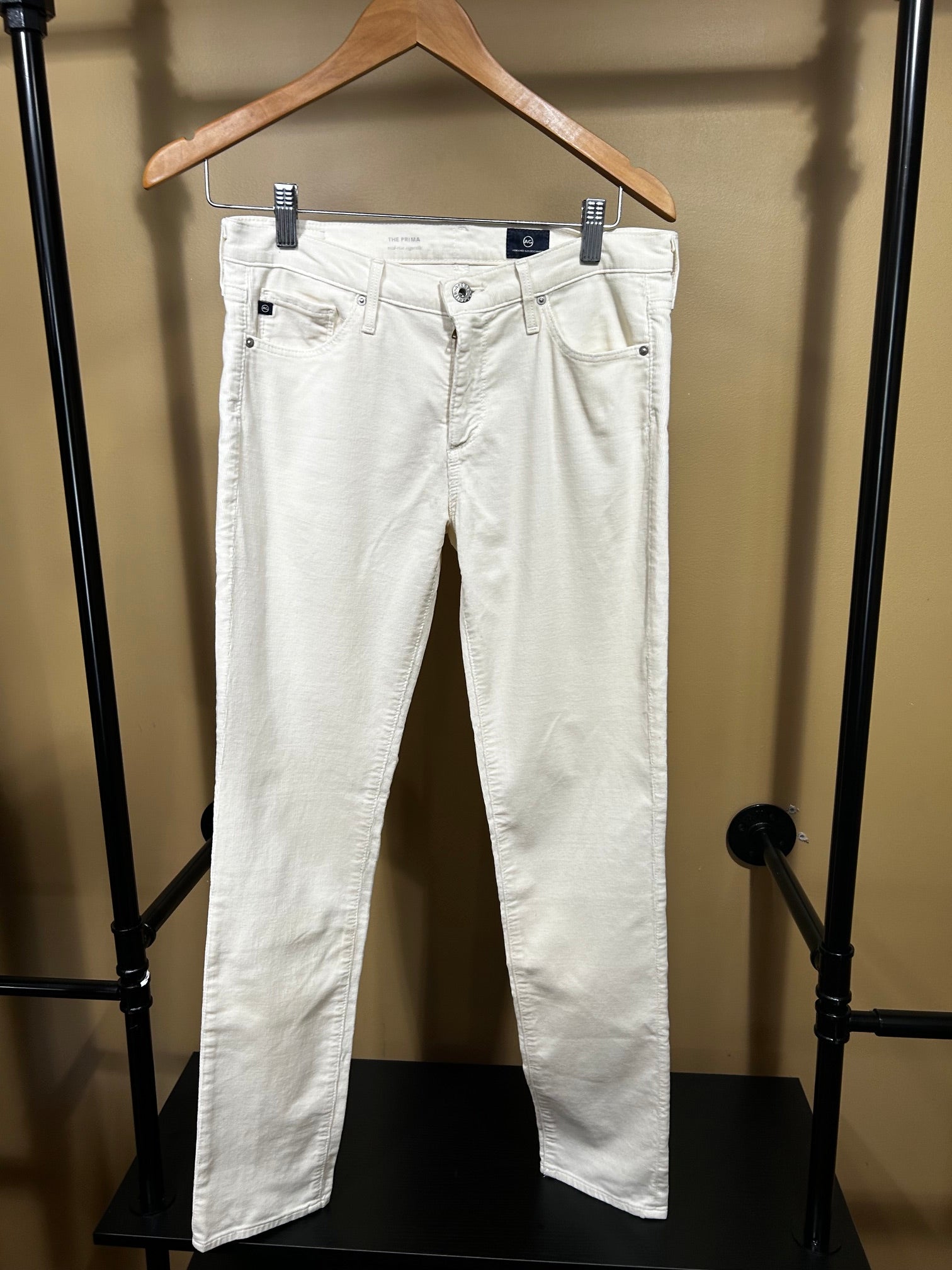 Cream Adriano Goldschmied The Prima Mid-Rise Cigarette , 27R