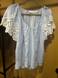 Sky Blue Ramy Brook Linen Top, XS