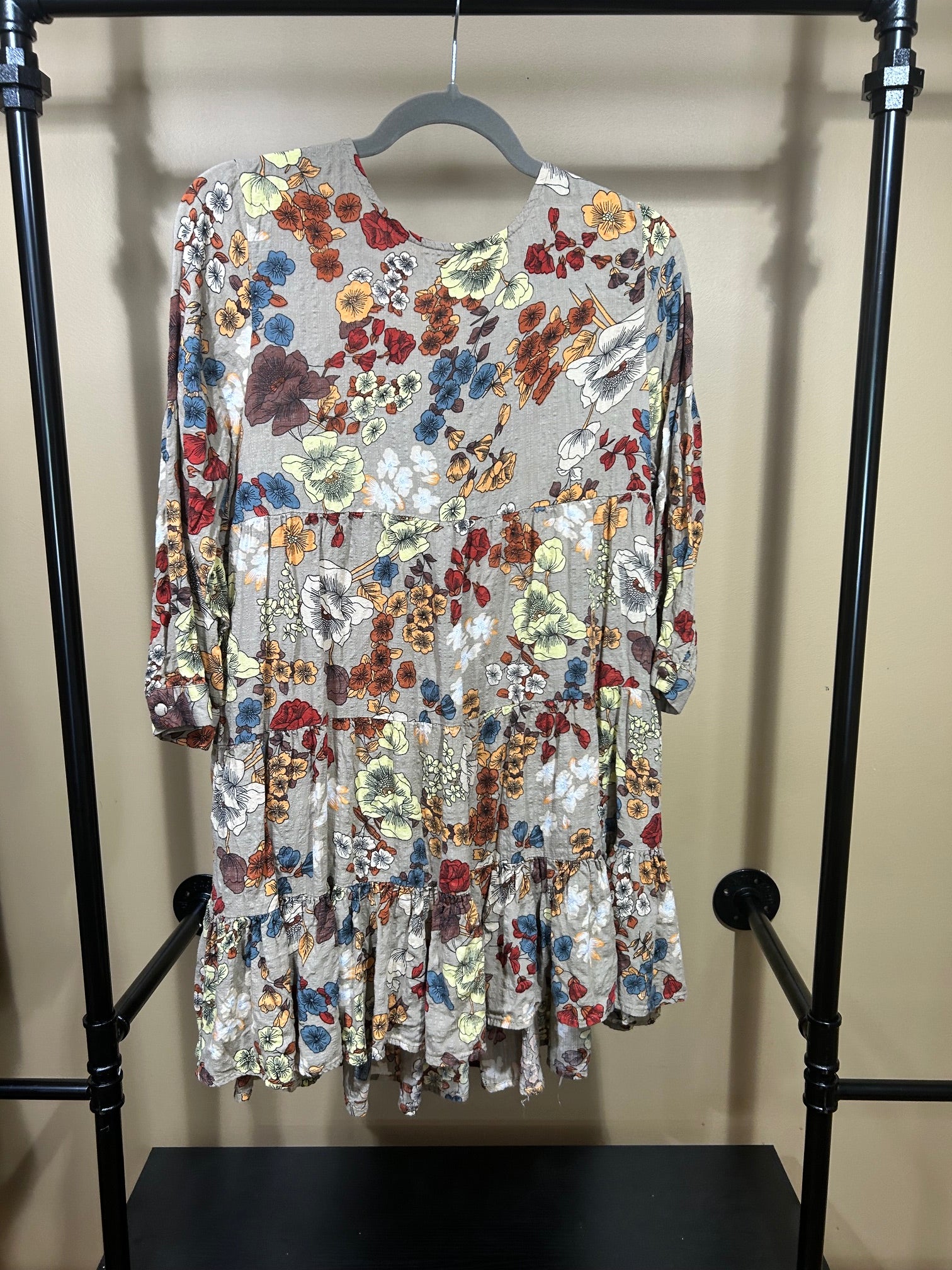 Brown Print Natural Life Mini Dress, M