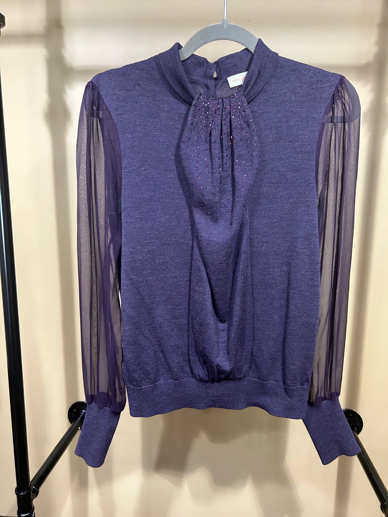 Plum Tory Burch Merino Wool Sweater, S