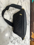 Black Canvelle Oversized Quilted Crossbody