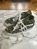 Green -Flowered Vans High Top Sneakers, 9