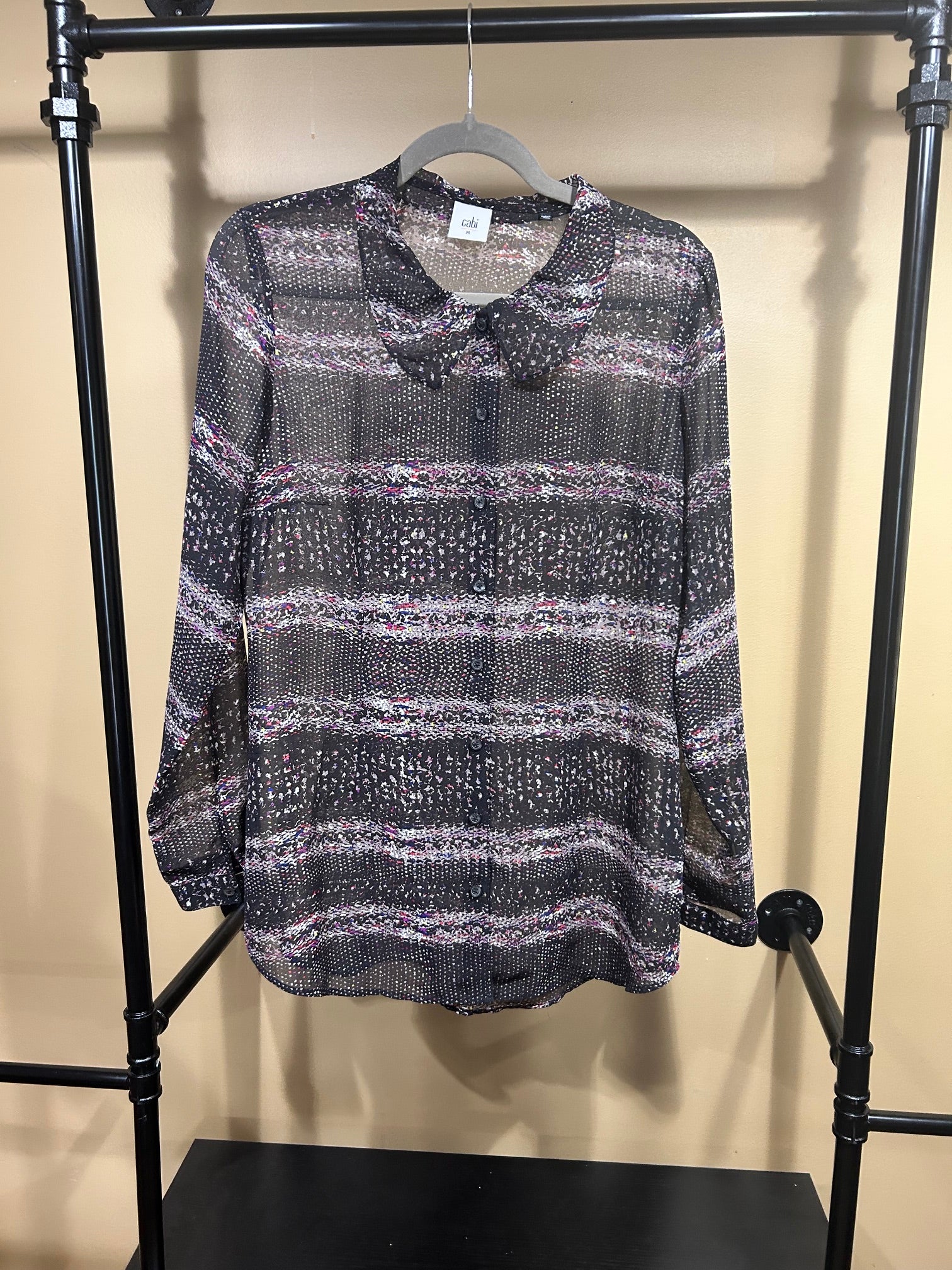 Black Print Cabi Button Down Top, M