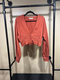Rust Free People V-Neck Cotton Top, S