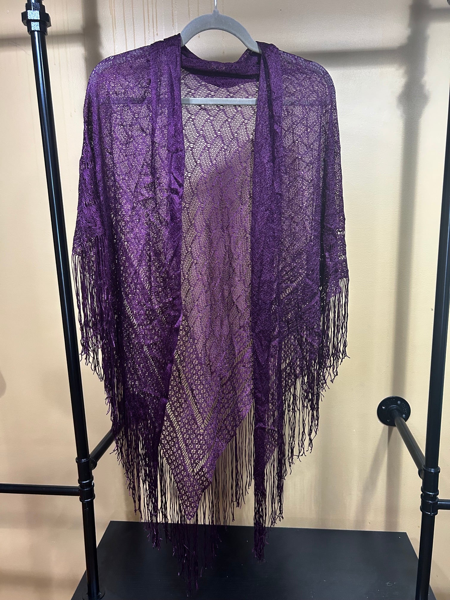 Purple No Brand Label NWOT Rayon Crochet Shawl, OS
