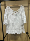 White Soft Surroundings Boho Crochet Top, XL