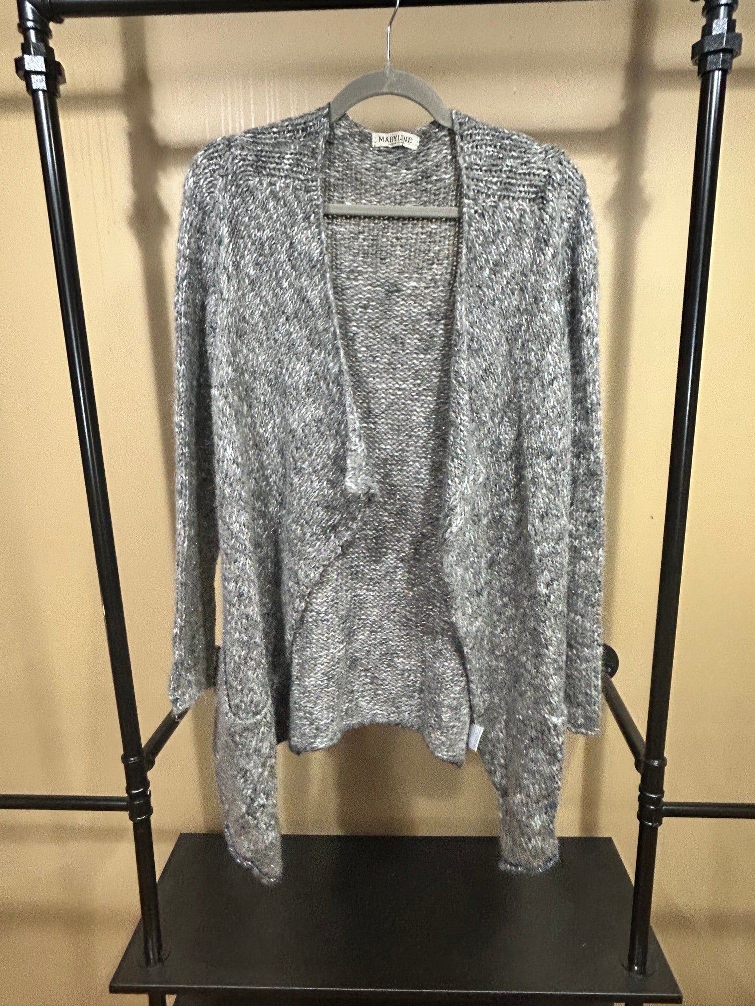 Silver Sparkled Maryline Wool Blend  Cardigan, L