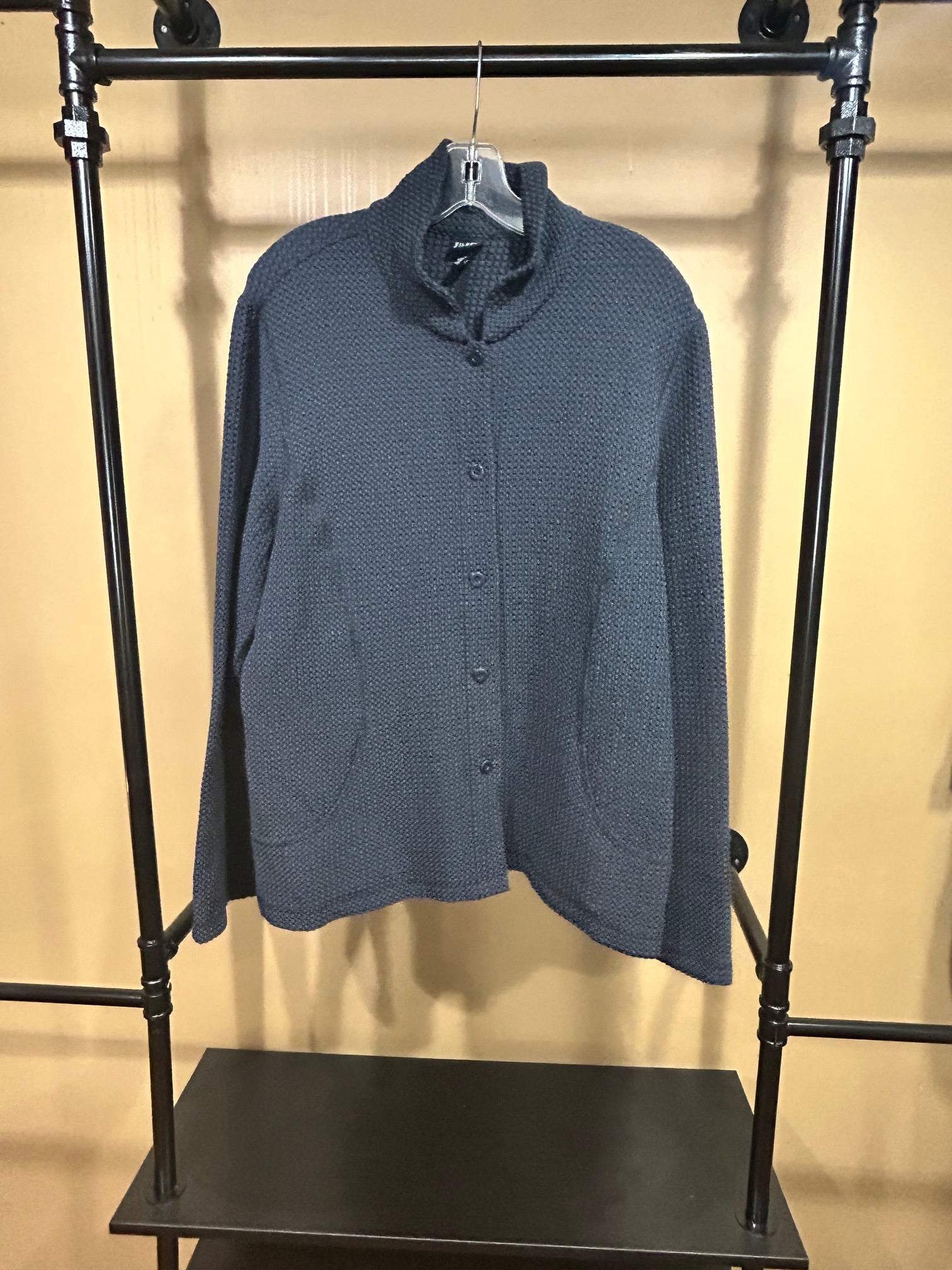Blue Eileen Fisher Viscose Blend Jacket, XL