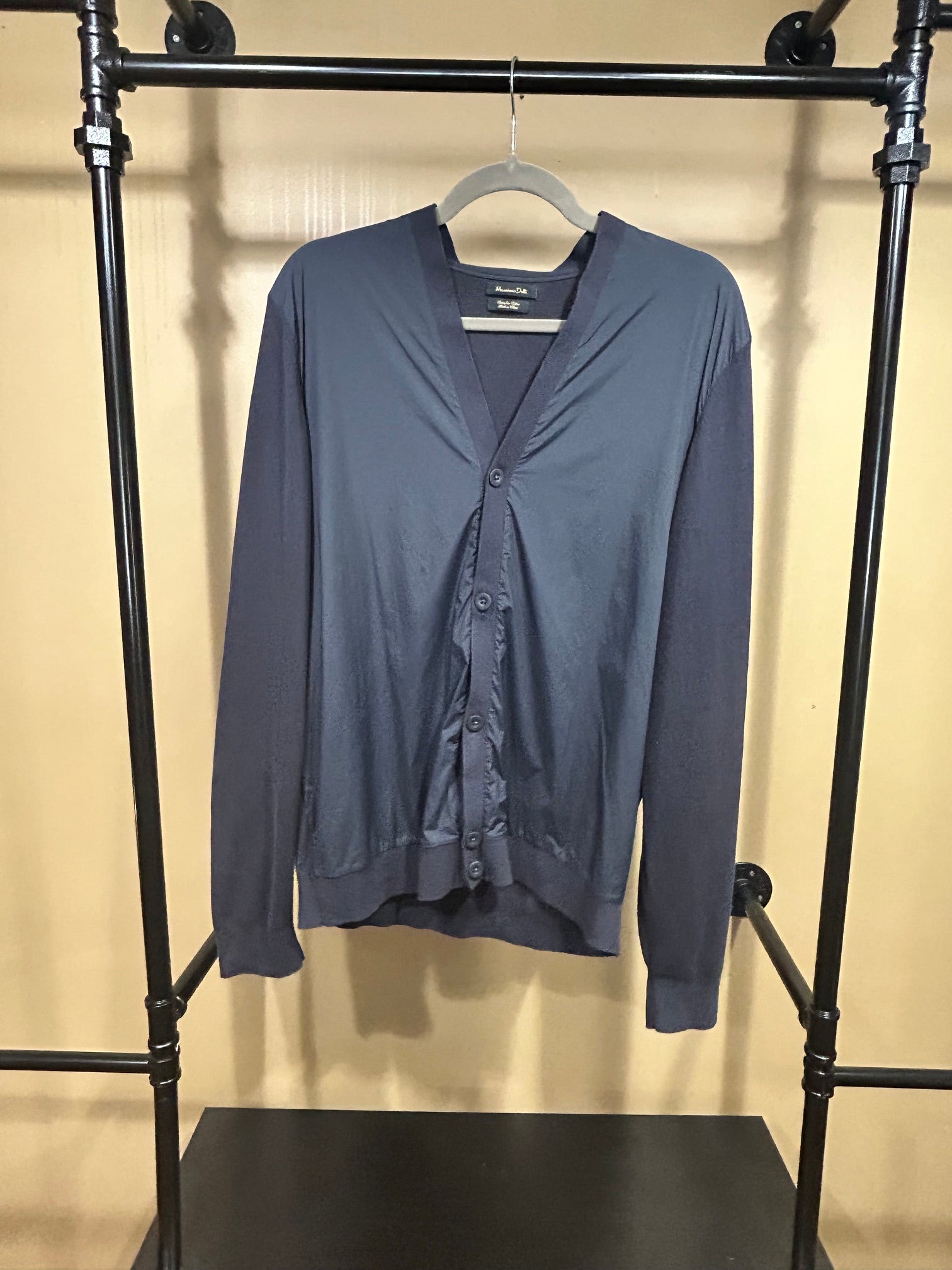 Navy Massimo Dutti Extrafine Cotton Cardigan, M