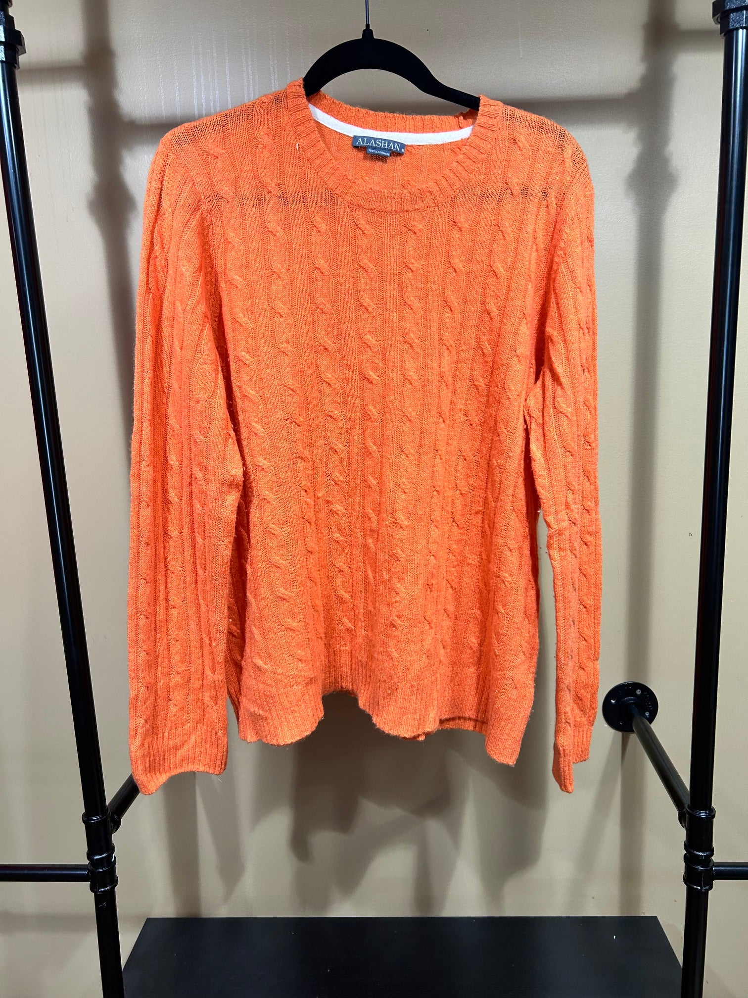 Orange Alashan 100% Cashmere Sweater, XL