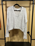 Gray Bella Dahl Merino Wool Cropped Sweater, M