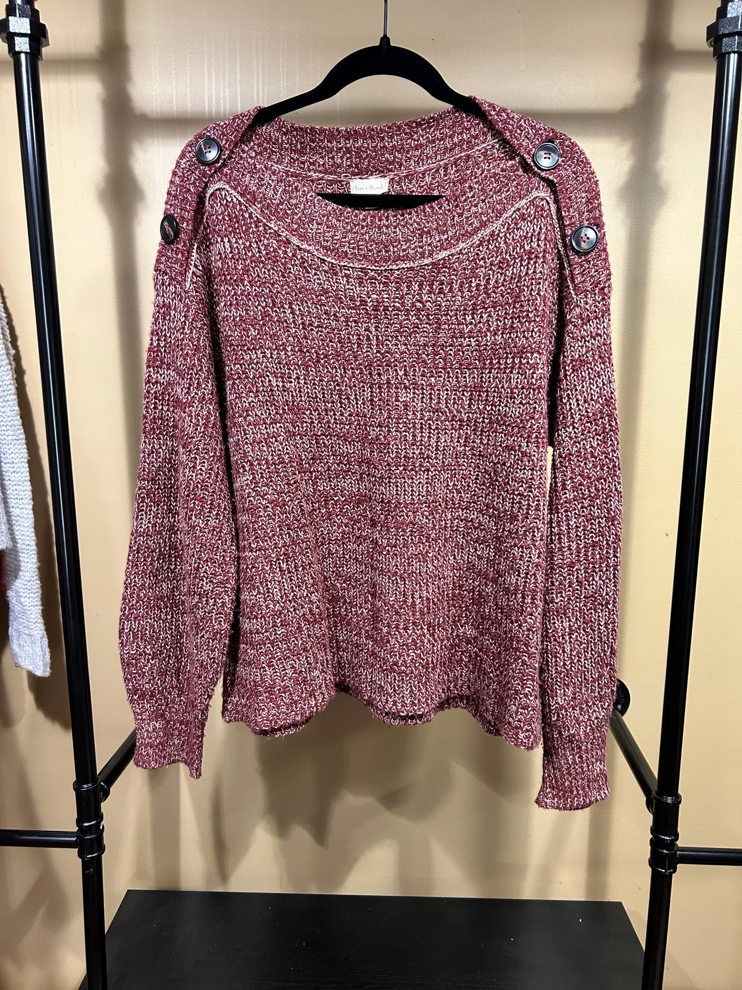 Maroon hem & thread Acrylic Sweater, S