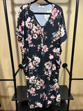 Black with Flowers Dwell & Slumber Poly/Spandex House Dress, OS