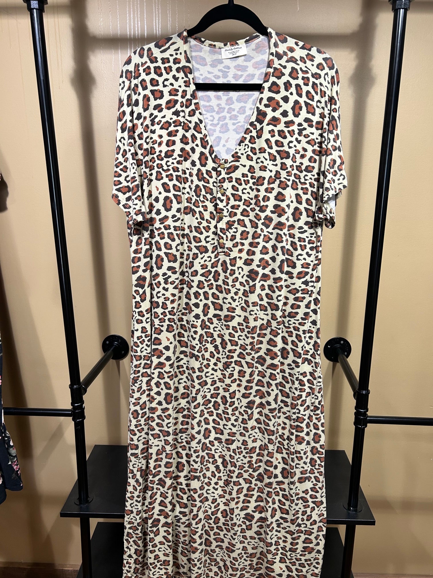 Leopard Print Dwell & Slumber Rayon/Spandex  House Dress, OS