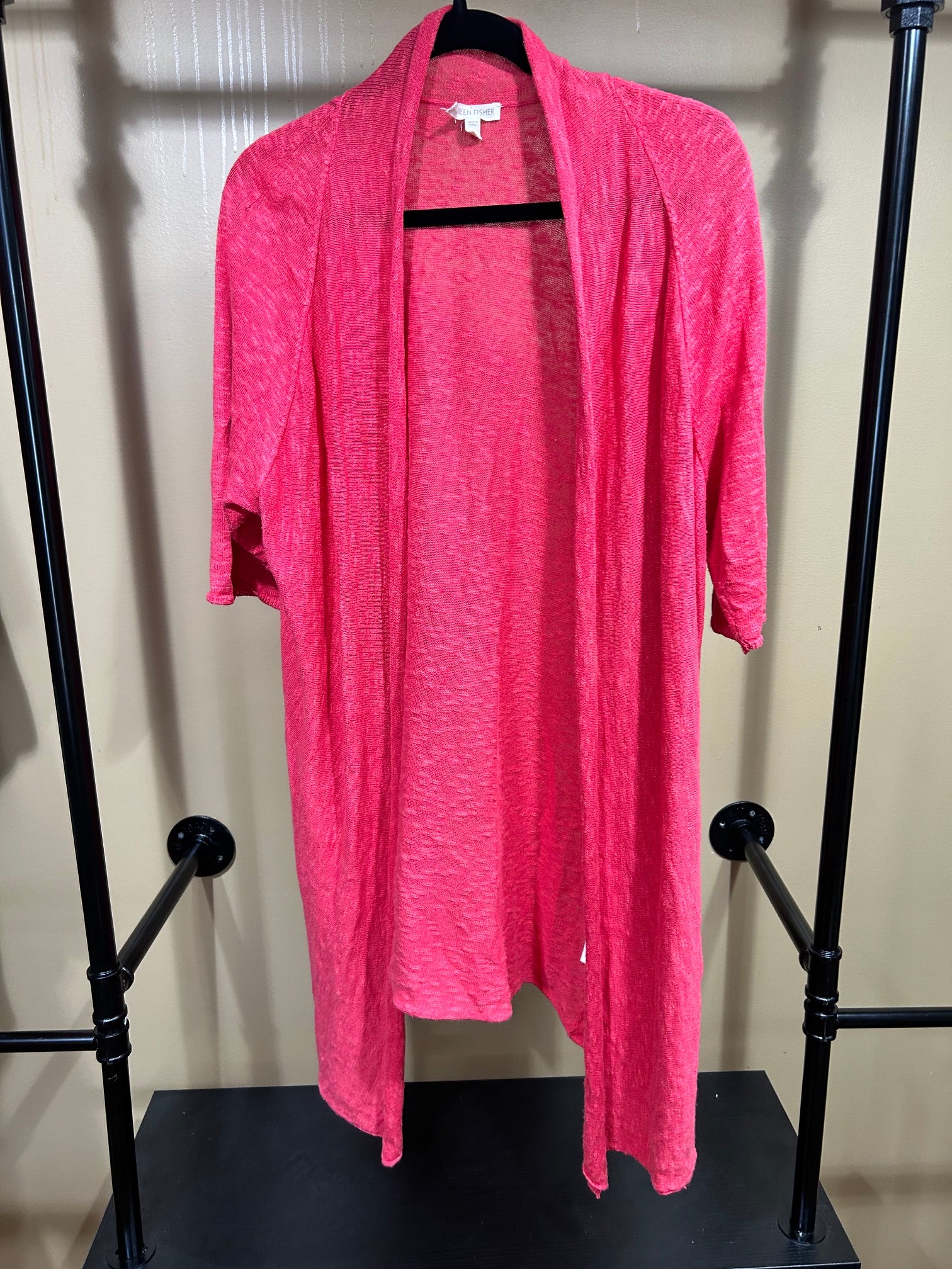 Pink Eileen Fisher Linen & Cotton Cardigan, L