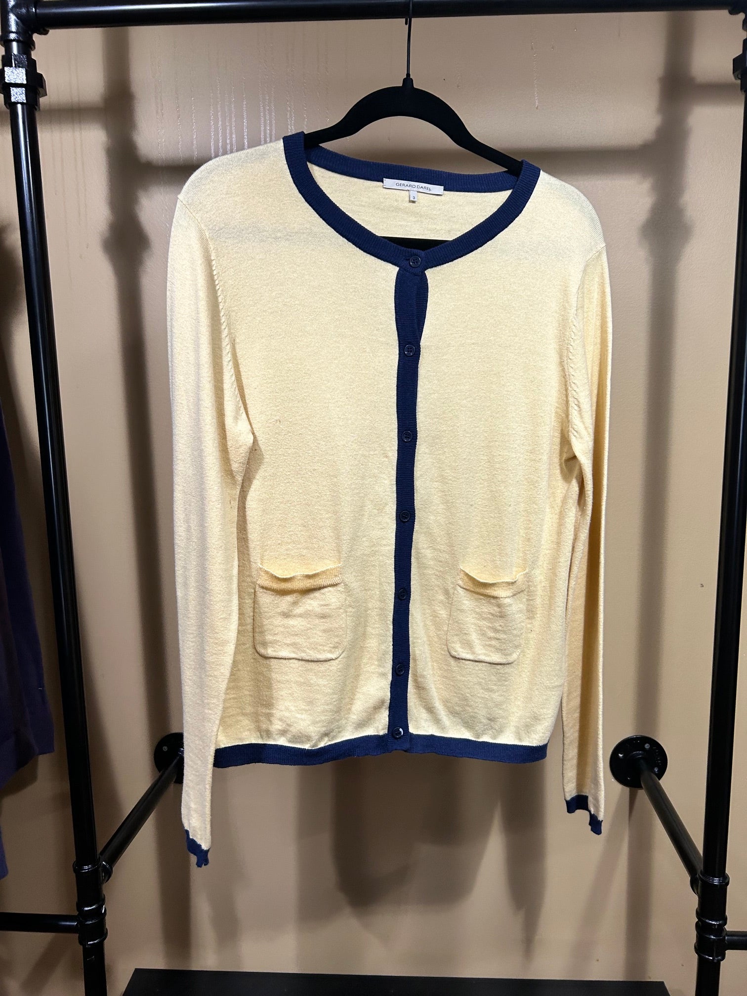 Yellow Gerard Darel Cotton/Cashmere Cardigan, 3
