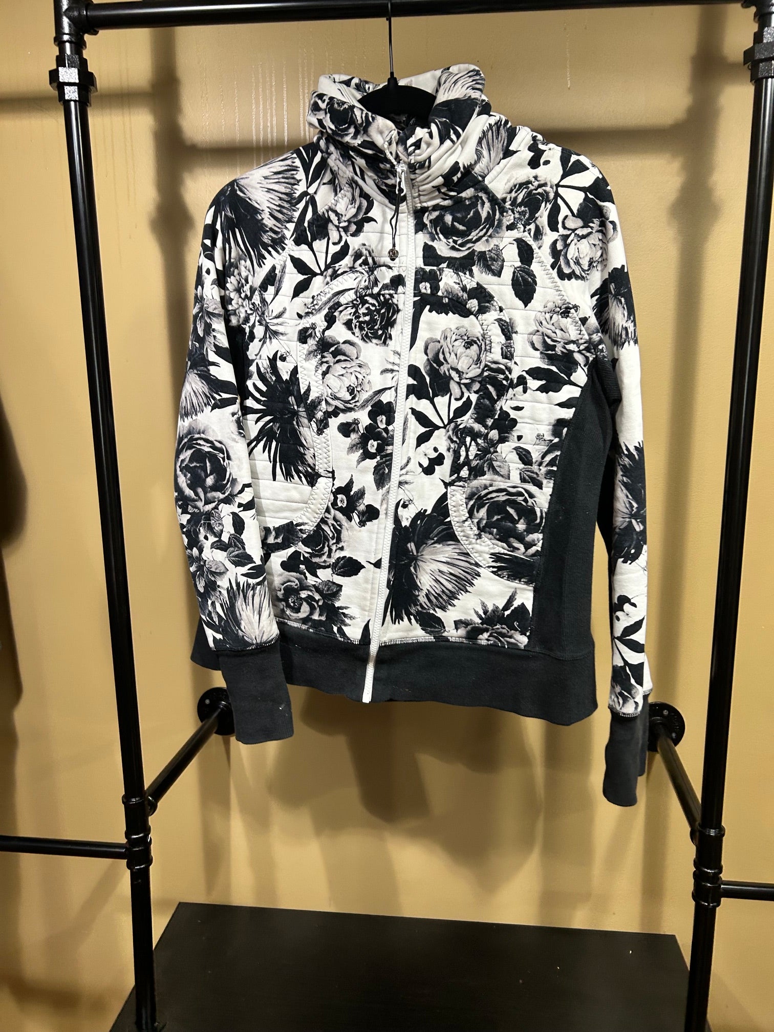 Black and White Lululemon Calm and Cozy Jacket, M/L