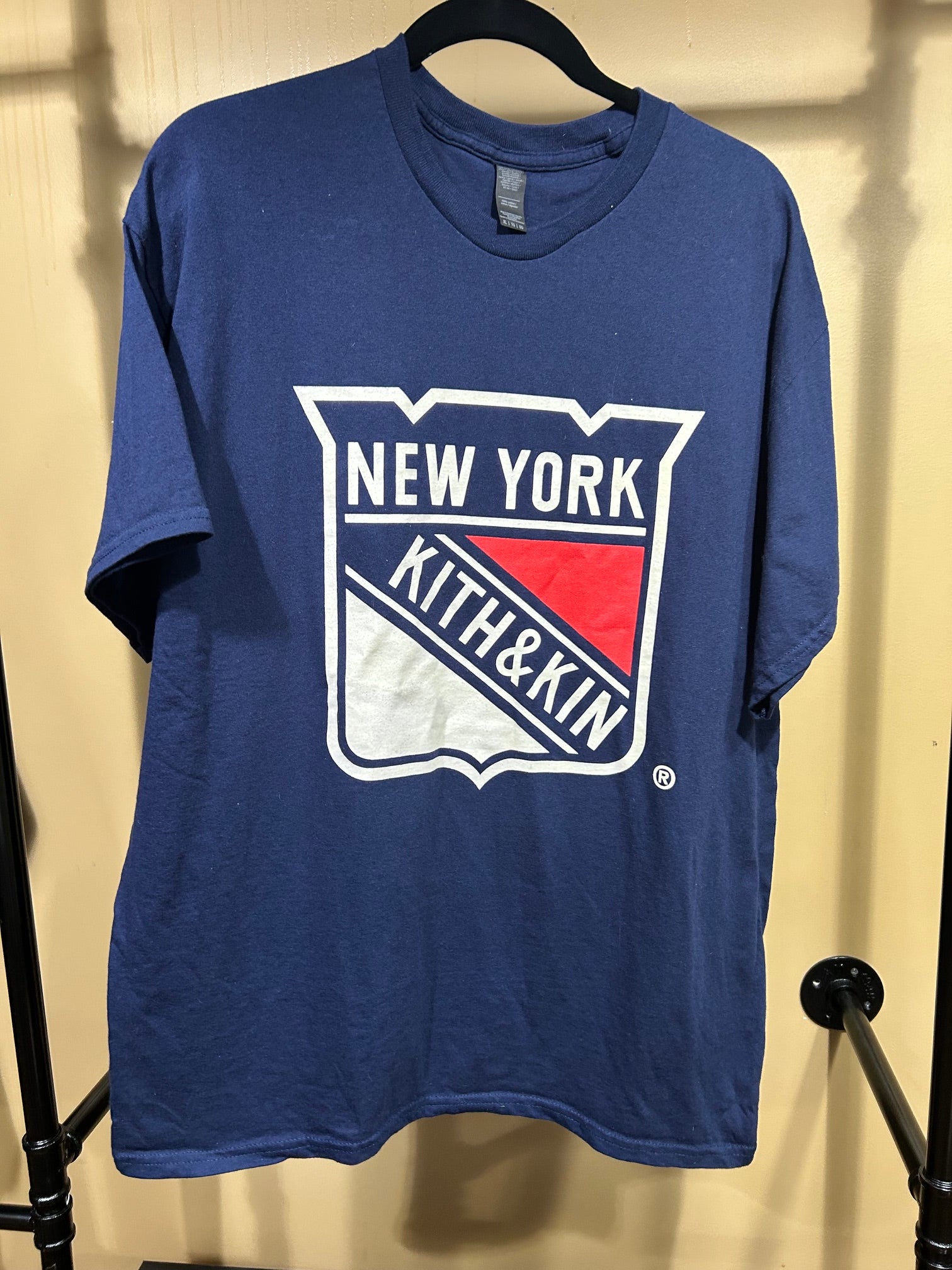 Navy Blue No Brand Label NY Rangers Shirt, XL