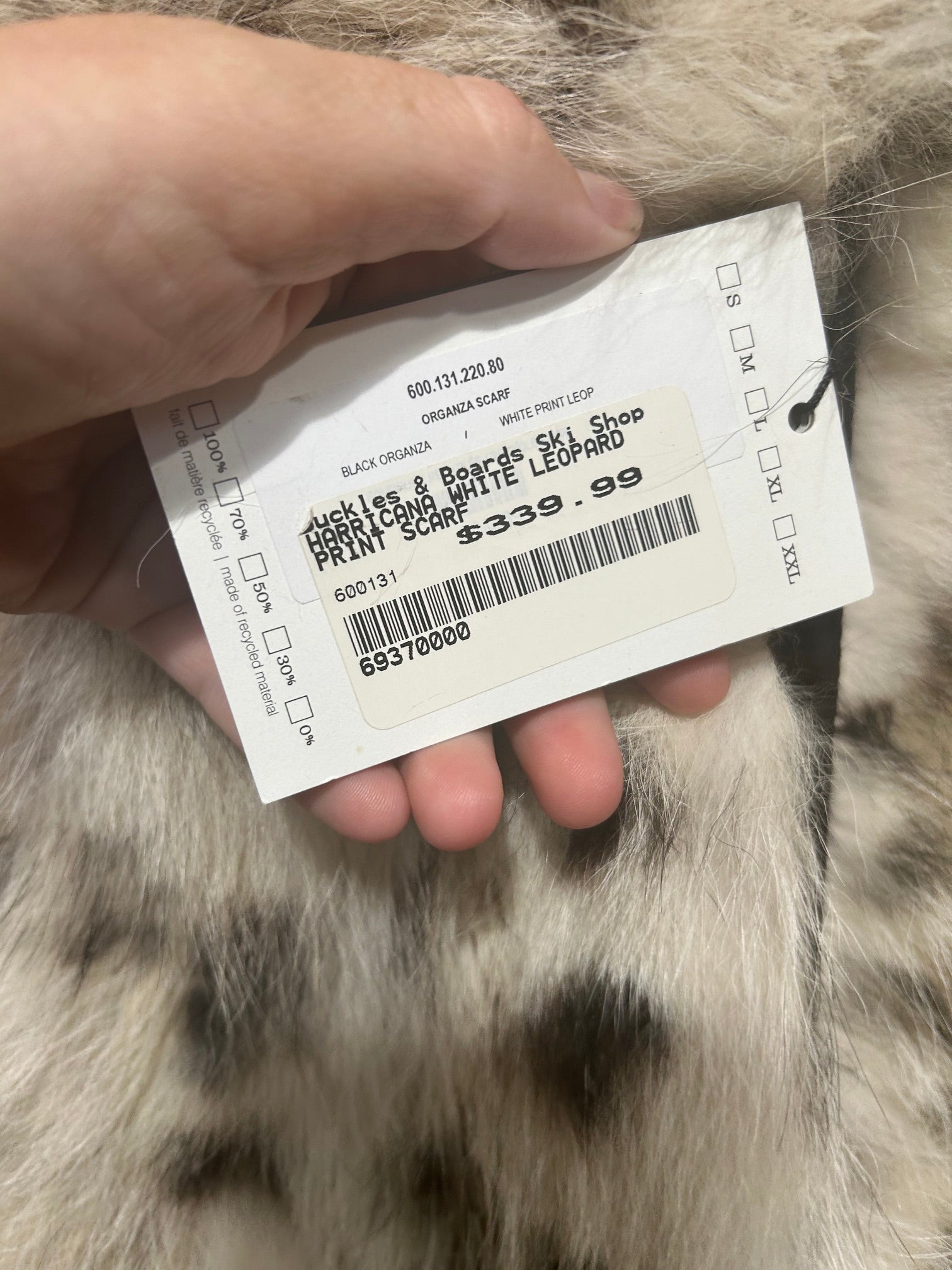 White Leopard Print Harricana NWT Scarf $399, OS