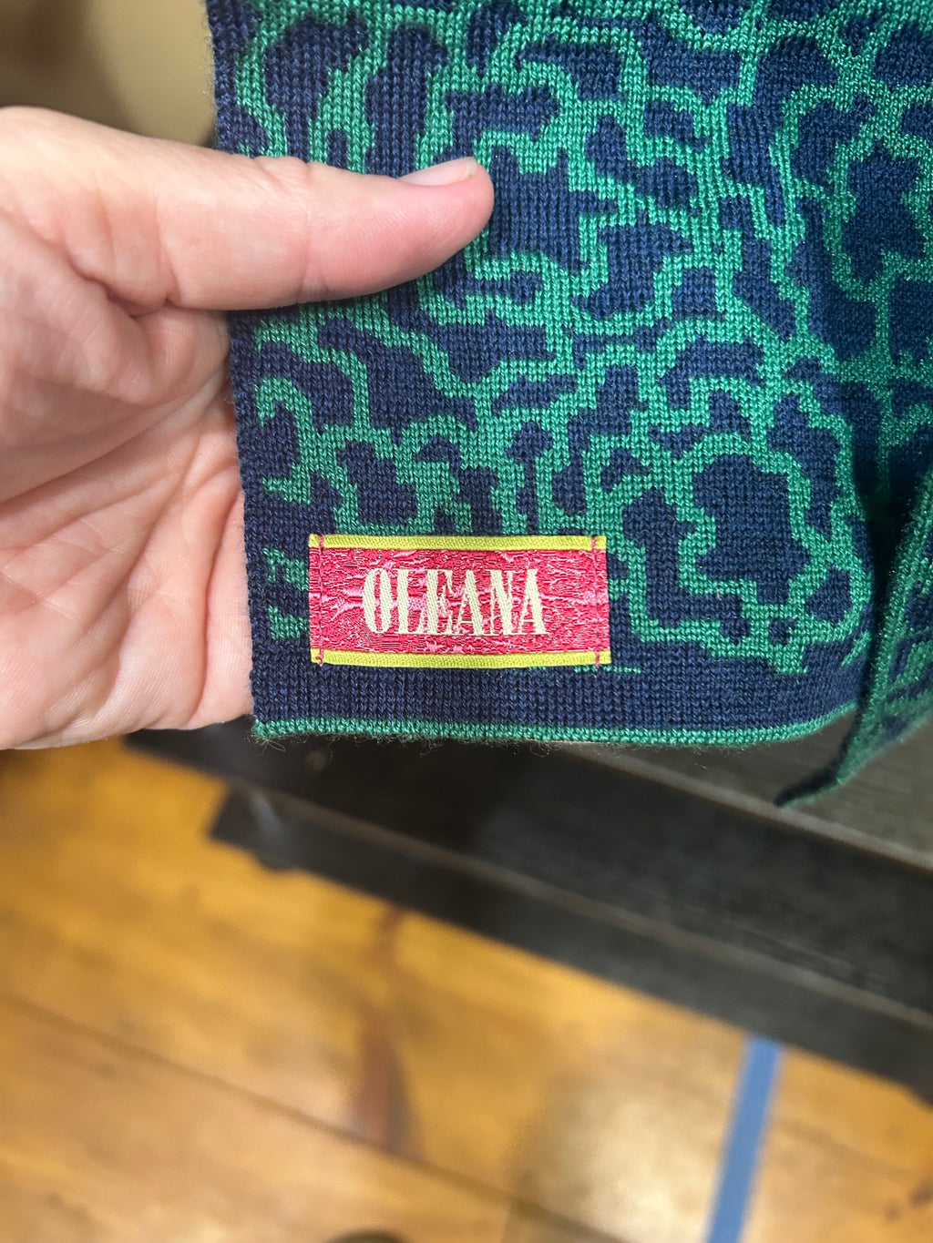 Blue and Green Oleana $179 NWT  Silk/Merino Wool Scarf, OS