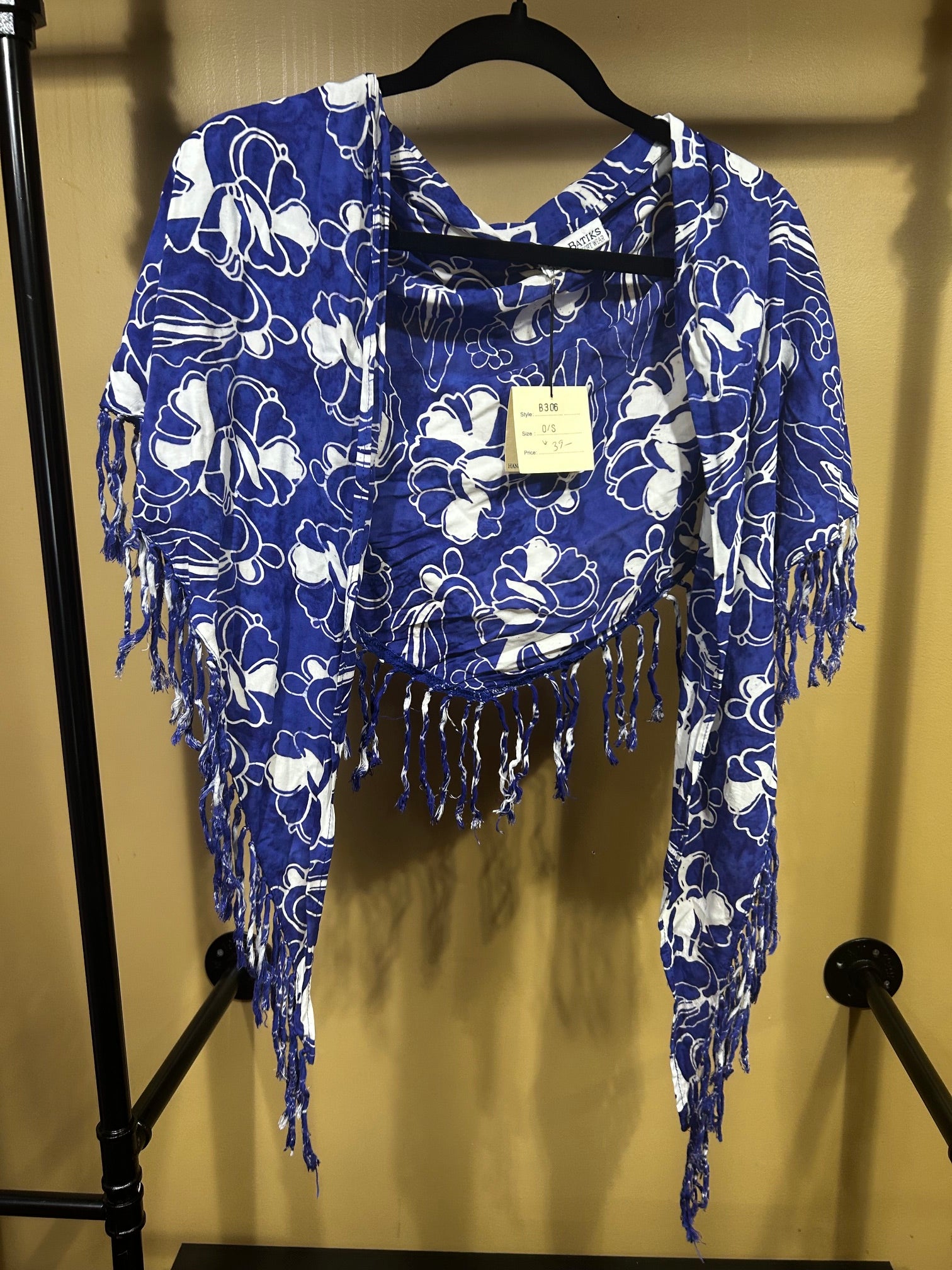 Blue Bali Batiks  NWT Hand Painted Scarf , OS
