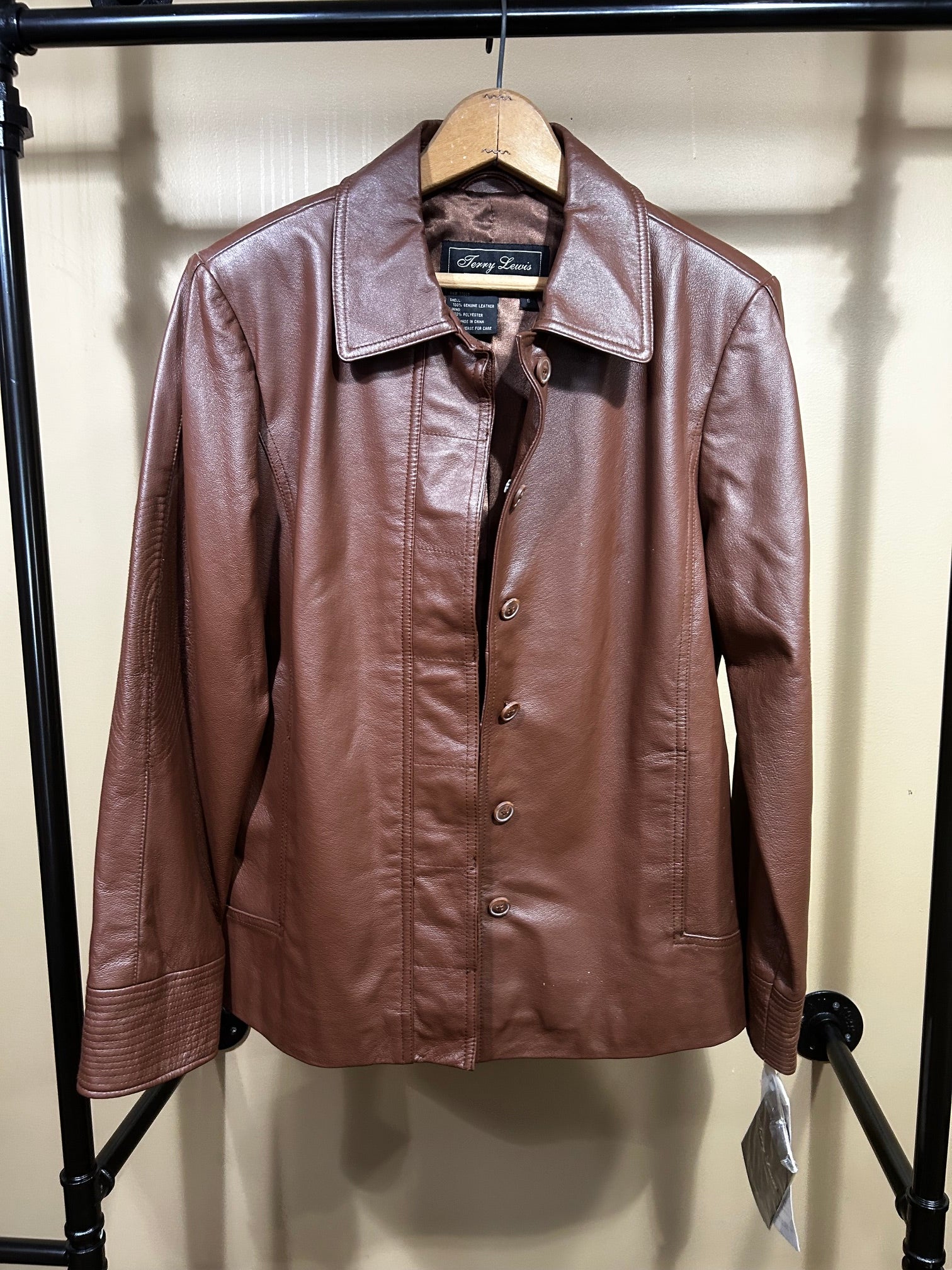 Brown Jerry Lewis $229 NWT Leather Coat, S