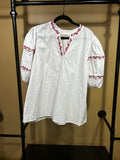 White Linda Anderson Embroidered Top, XL