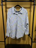Blue & White striped Curve Appeal 100% Cotton Button Down, L