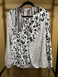 Animal Print Cabi Faux Wrap Blouse, L