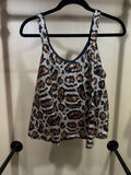 Gold & Black Leopard Print Saints & Hearts Sequin Top, M/L