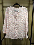 Orange Print Zach's Girlfriend Button Down Top, XS