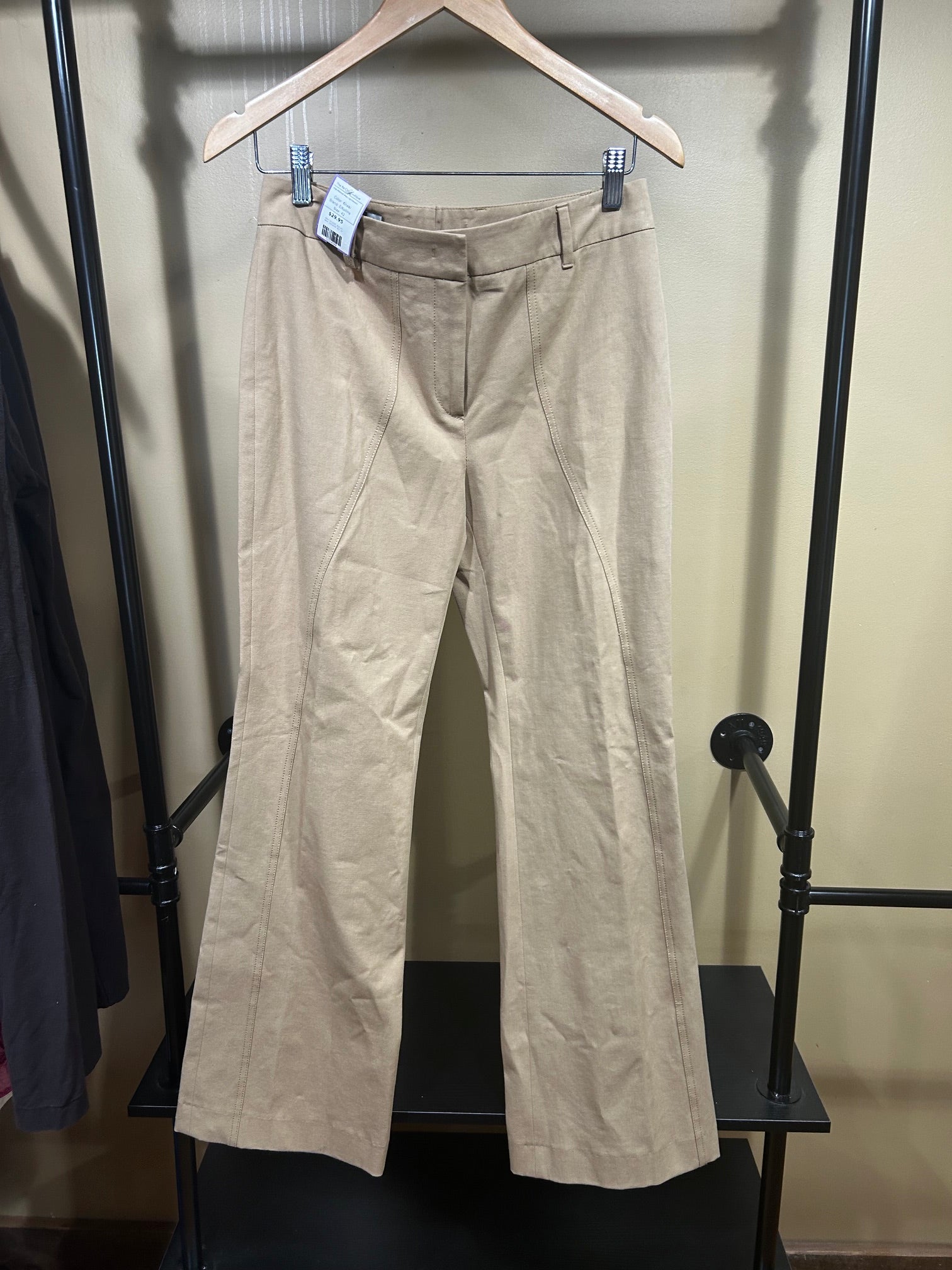 Khaki E/Kollins High-Waisted Wide Leg Trousers, 42