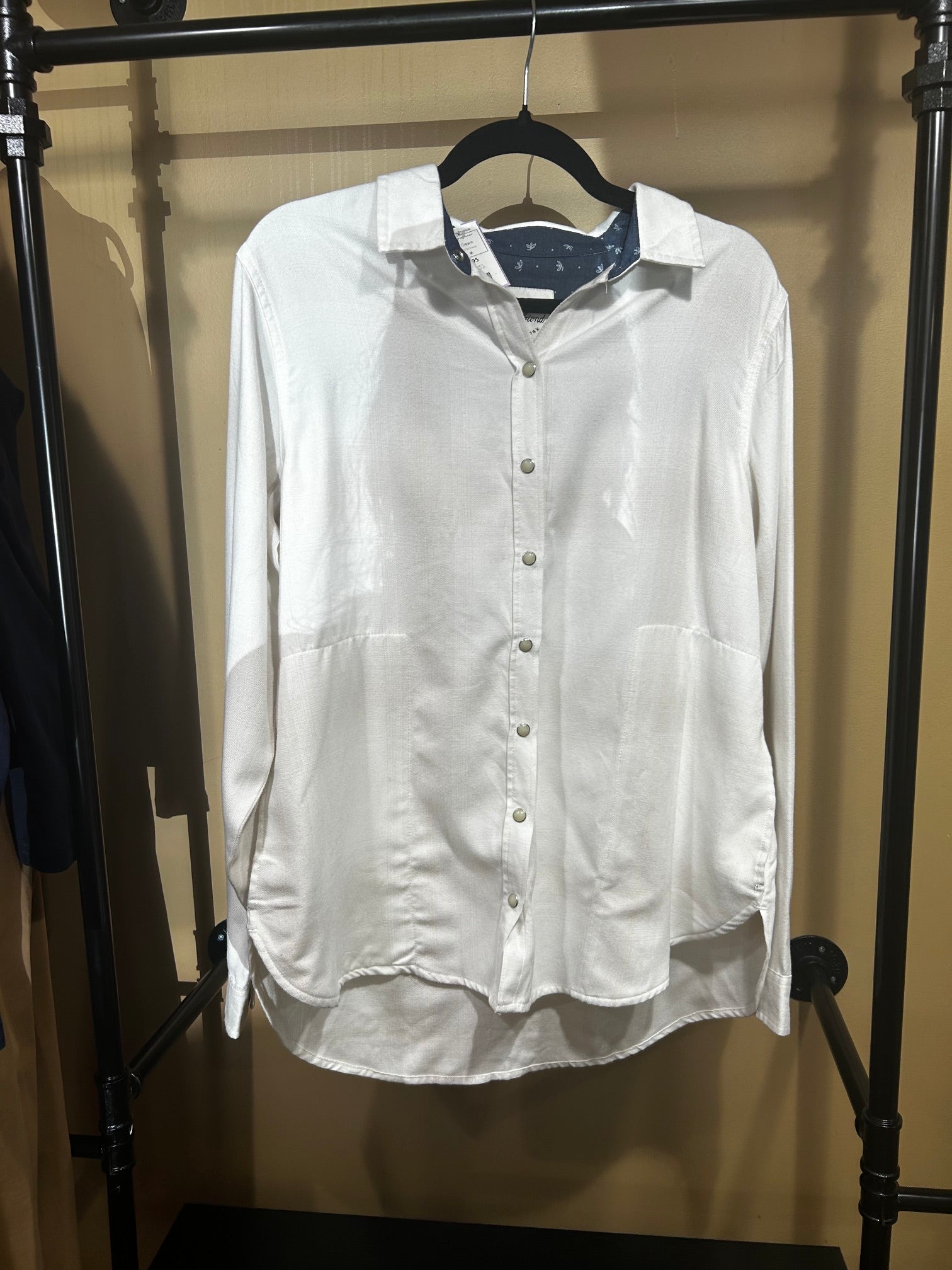 Cream Zach's Girlfriend Button Down Top with Pockets!, M
