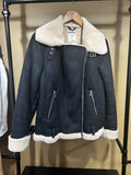 Black  Garage Aviator Jacket with Sherpa Lining, L
