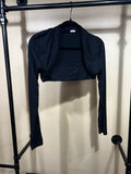 Black No Brand Label Cotton/Spandex Bolero, M