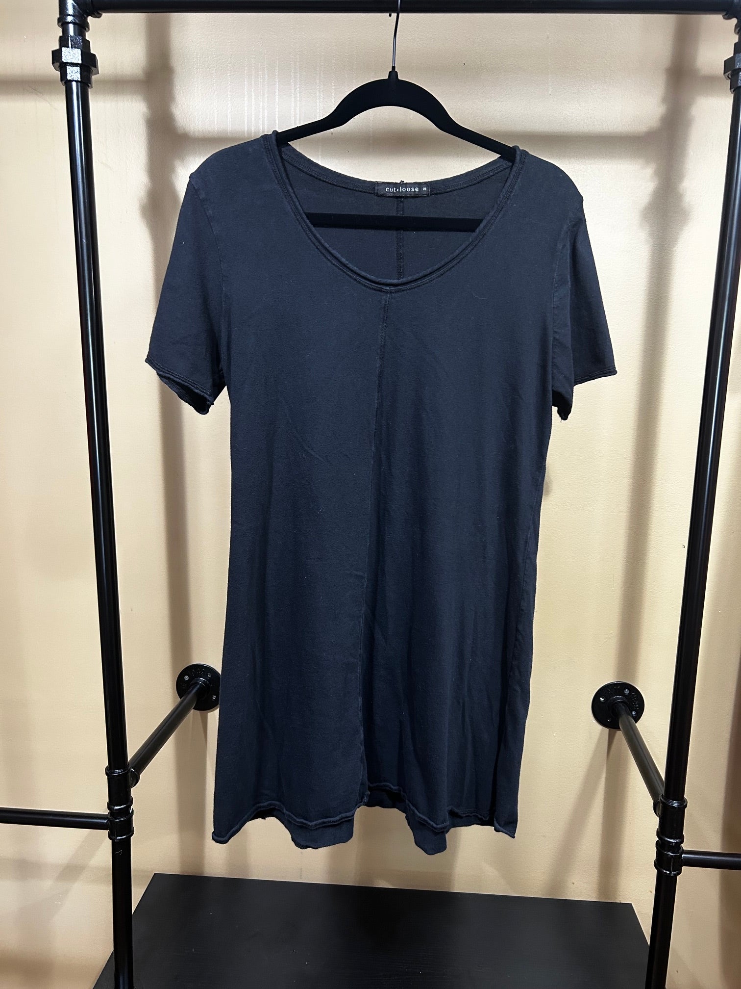 Black Cut Loose 100% Cotton Dress, S