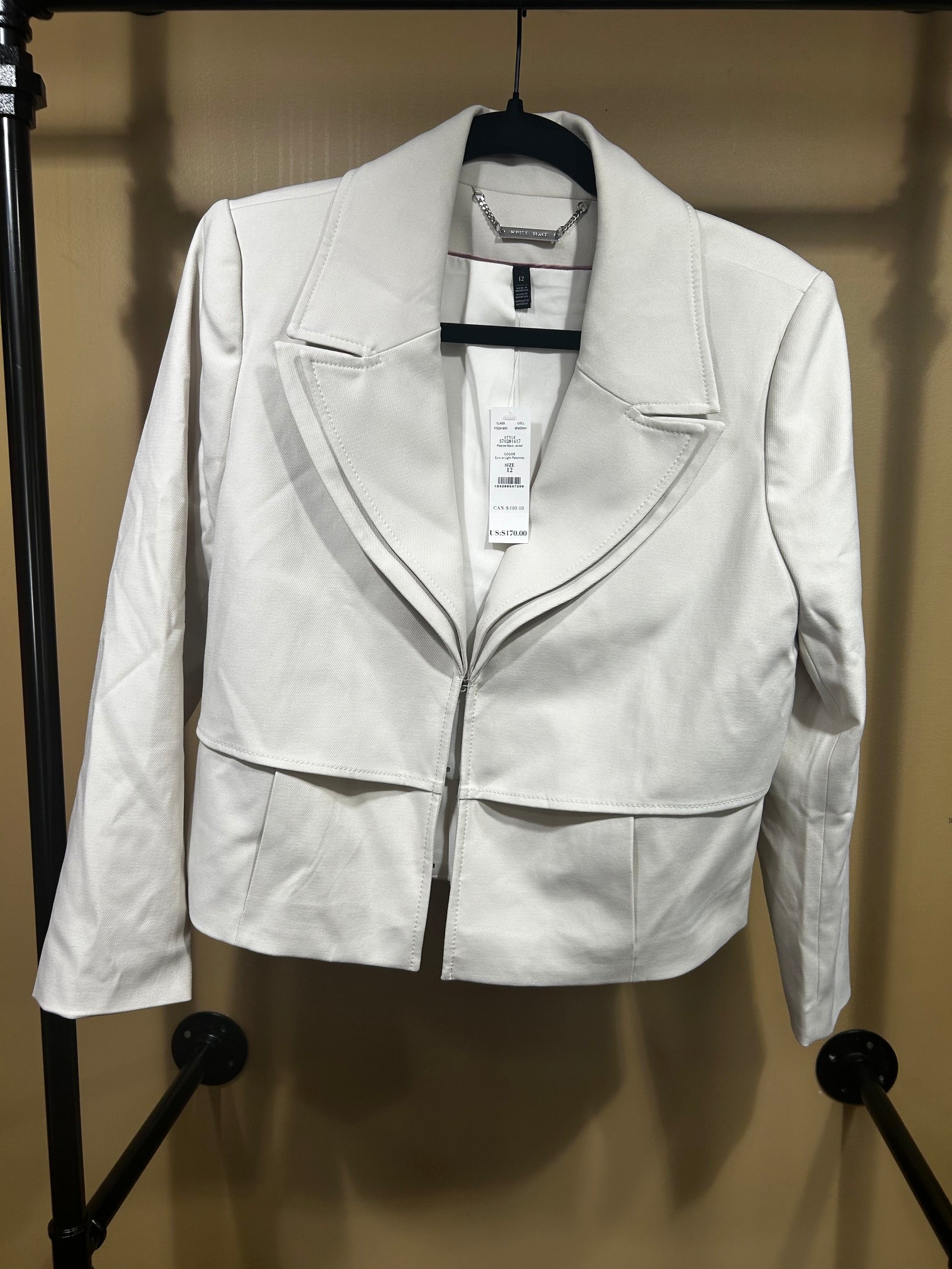 Off-White White House Black Market NWT Pleated Back Blazer $170, 12