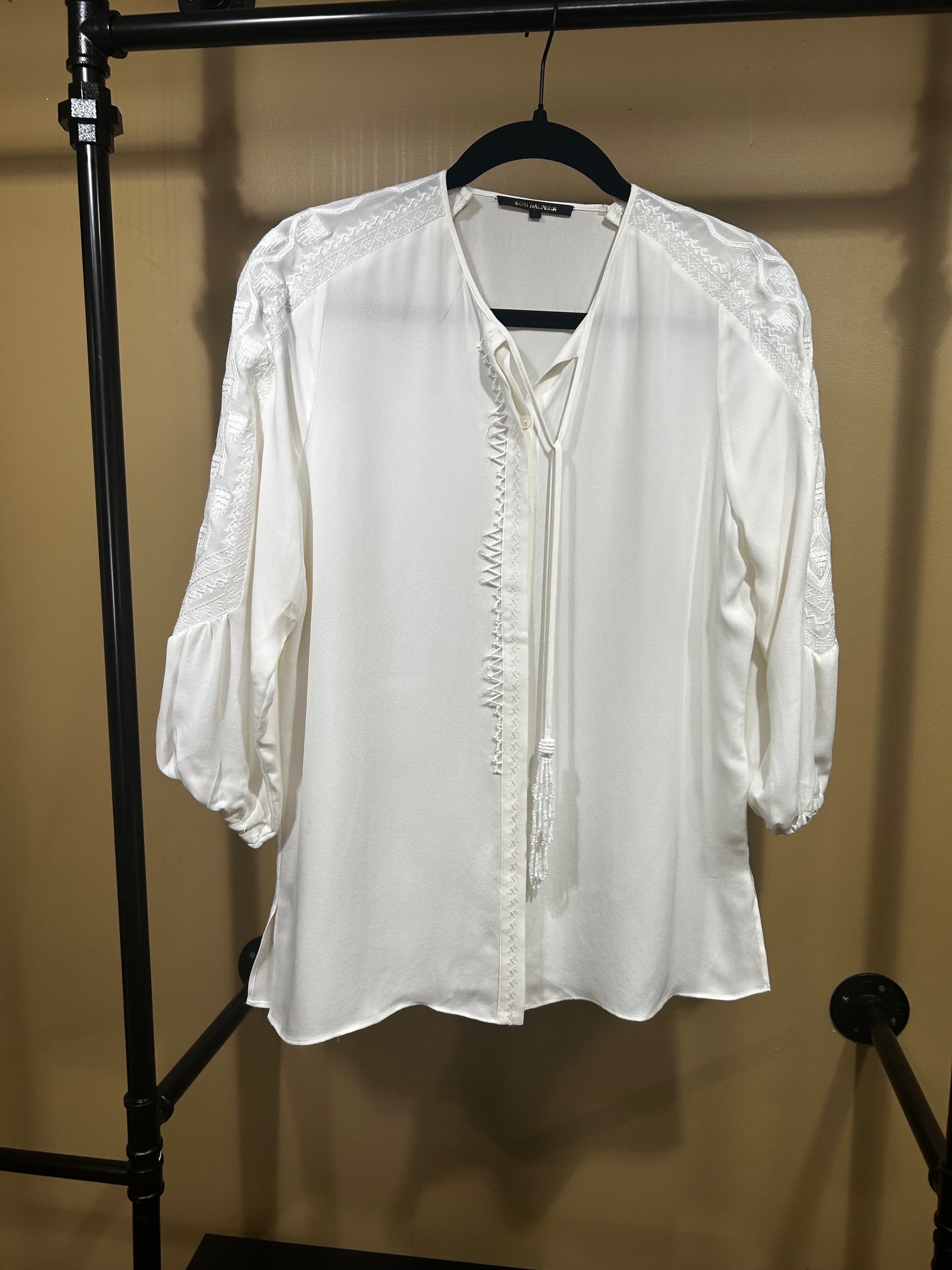 Cream Kobi Halperin 100% Silk Blouse, S