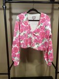 Pink Show Me Your MuMu Cropped Floral Sweater, S