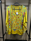Yellow Johnny Was Boho Embroidered  Tunic, XL