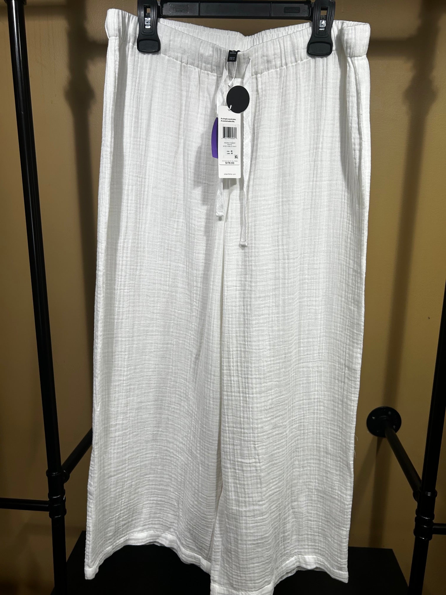 White Eileen Fisher NWT $178  100% Cotton Pants , M