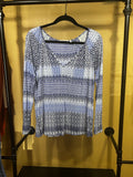 Blue Three Dots Viscose and Wool Top, XS