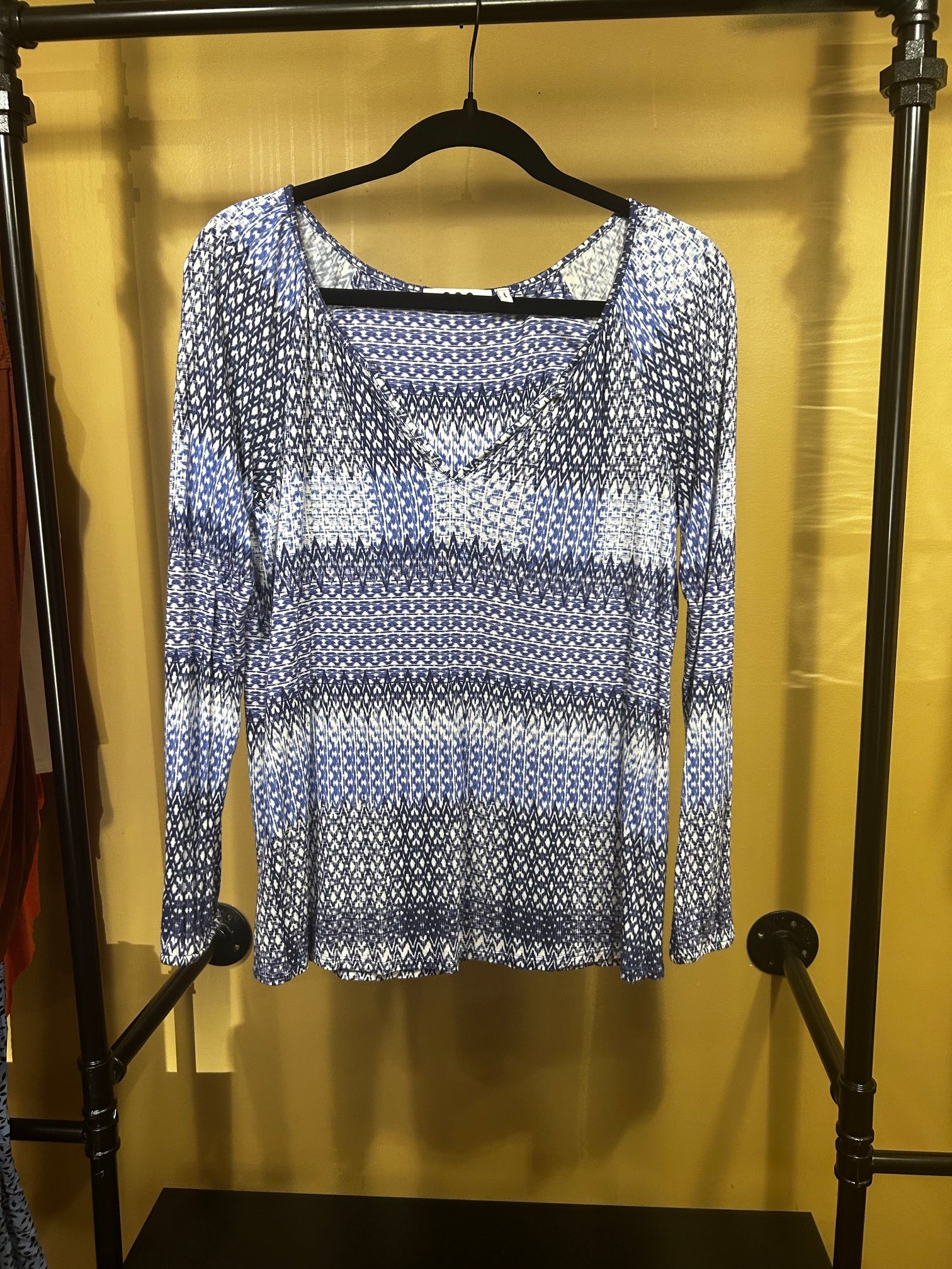 Blue Three Dots Viscose and Wool Top, XS