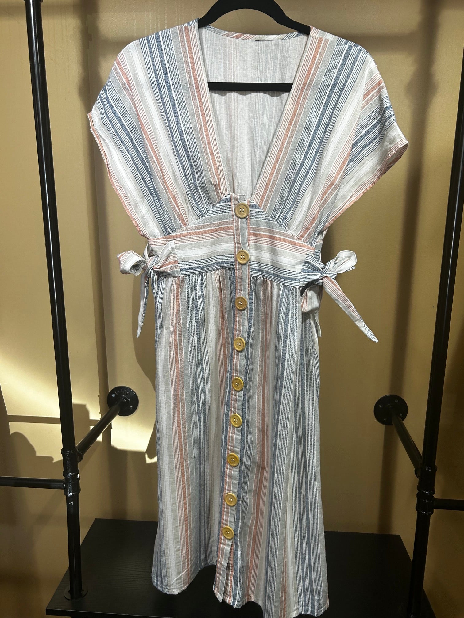 Striped No Brand Label 100% Cotton Dress, M