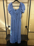 Blue Who What Wear Puff Sleeve Midi-Dress, M