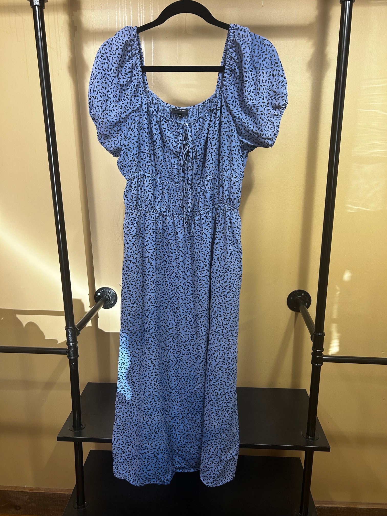 Blue Who What Wear Puff Sleeve Midi-Dress, M